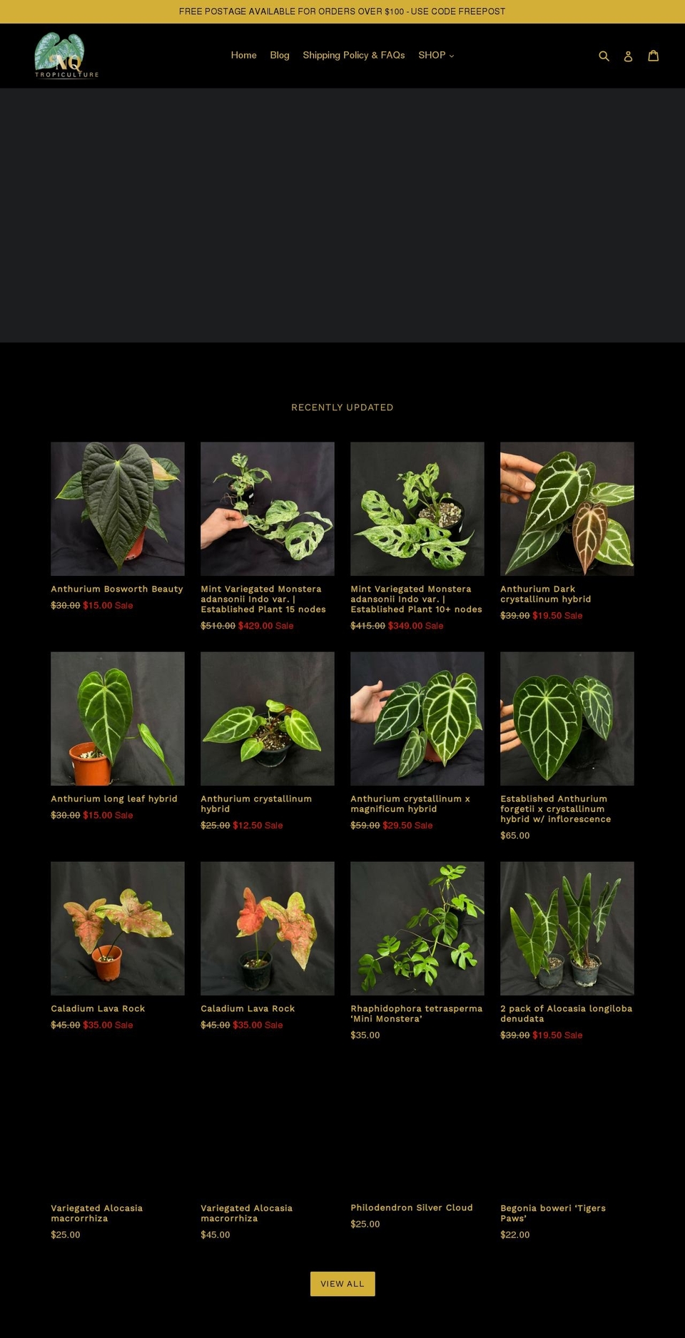 tropiculture.com.au shopify website screenshot