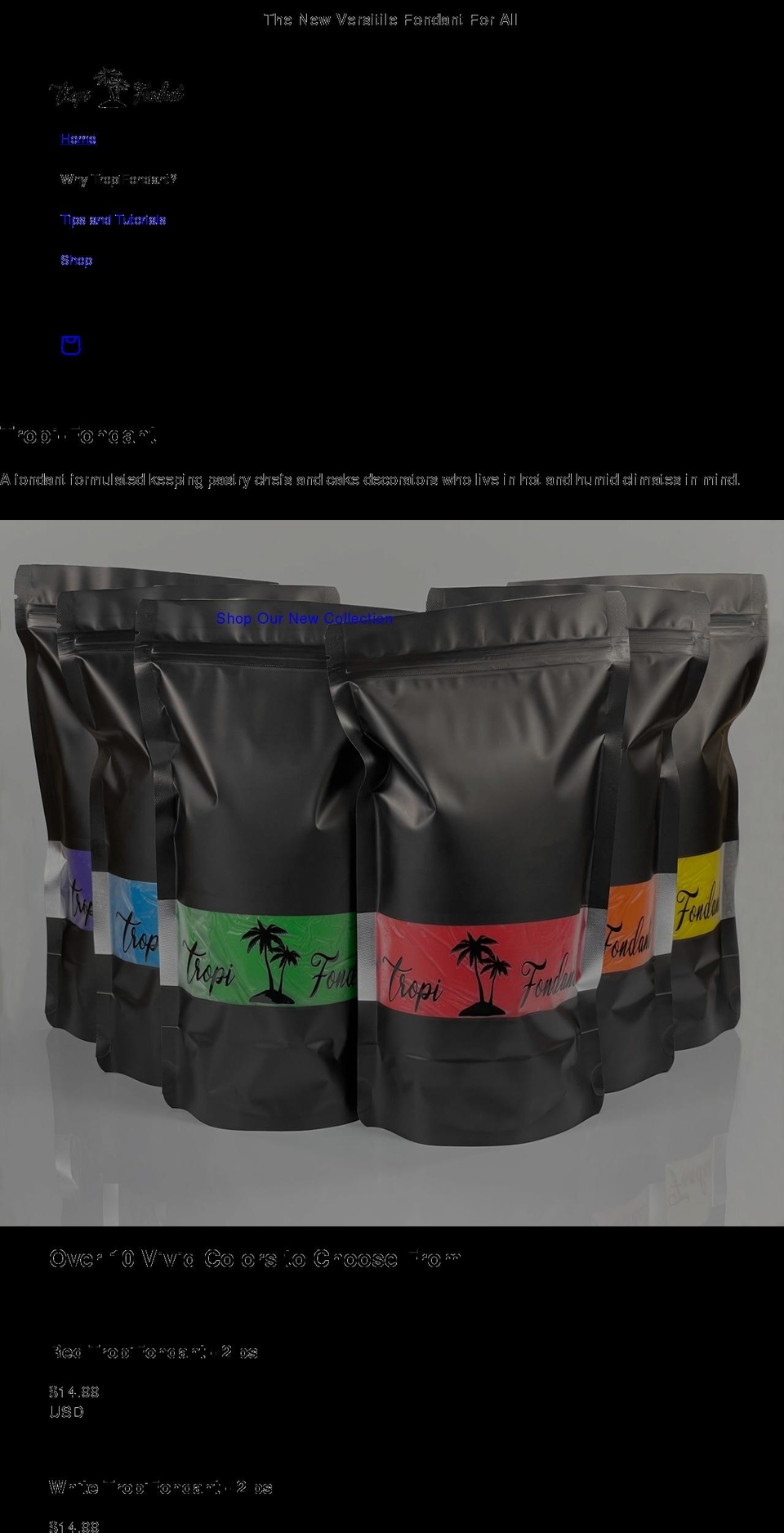 tropifondant.com shopify website screenshot