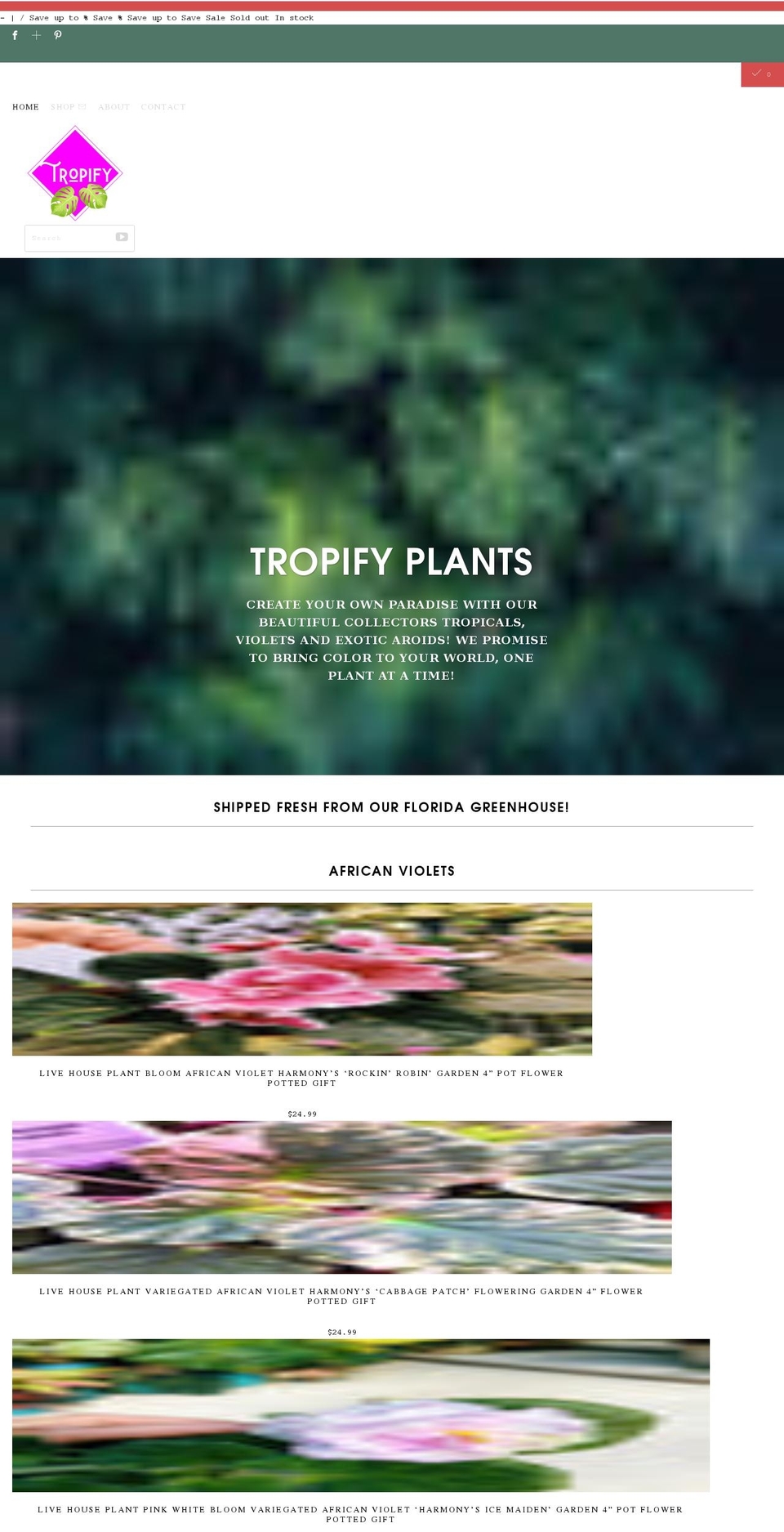 tropifyplants.com shopify website screenshot