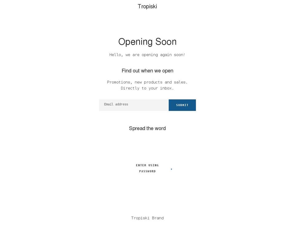 tropiskibrand.com shopify website screenshot