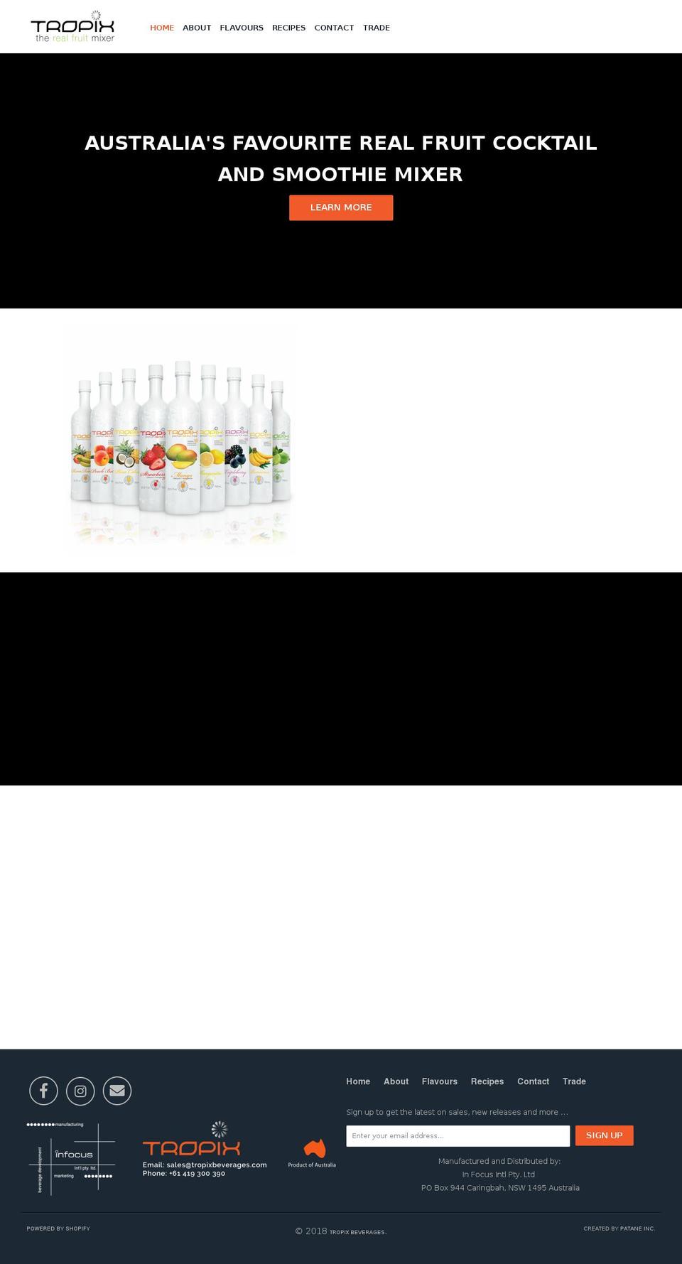 theme-export-www-patanecreative-com-parallax Shopify theme site example tropixbeverages.com.au
