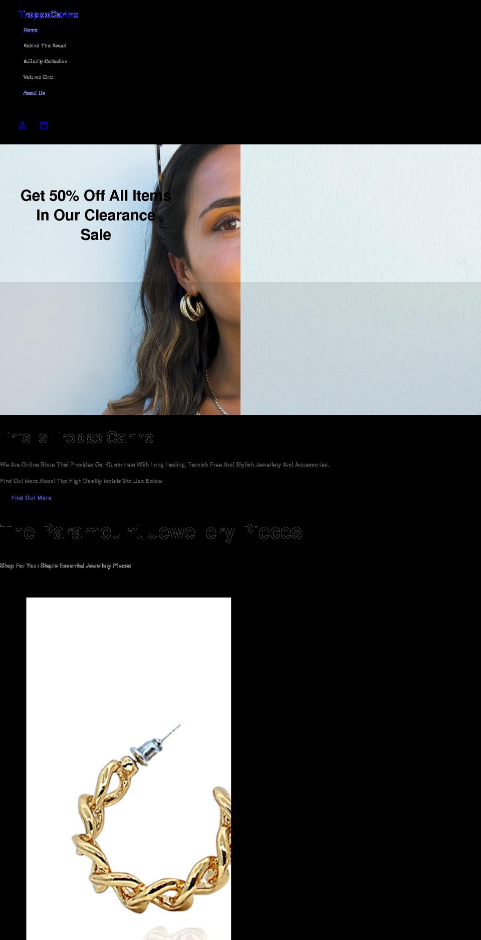 troppocarino.com shopify website screenshot