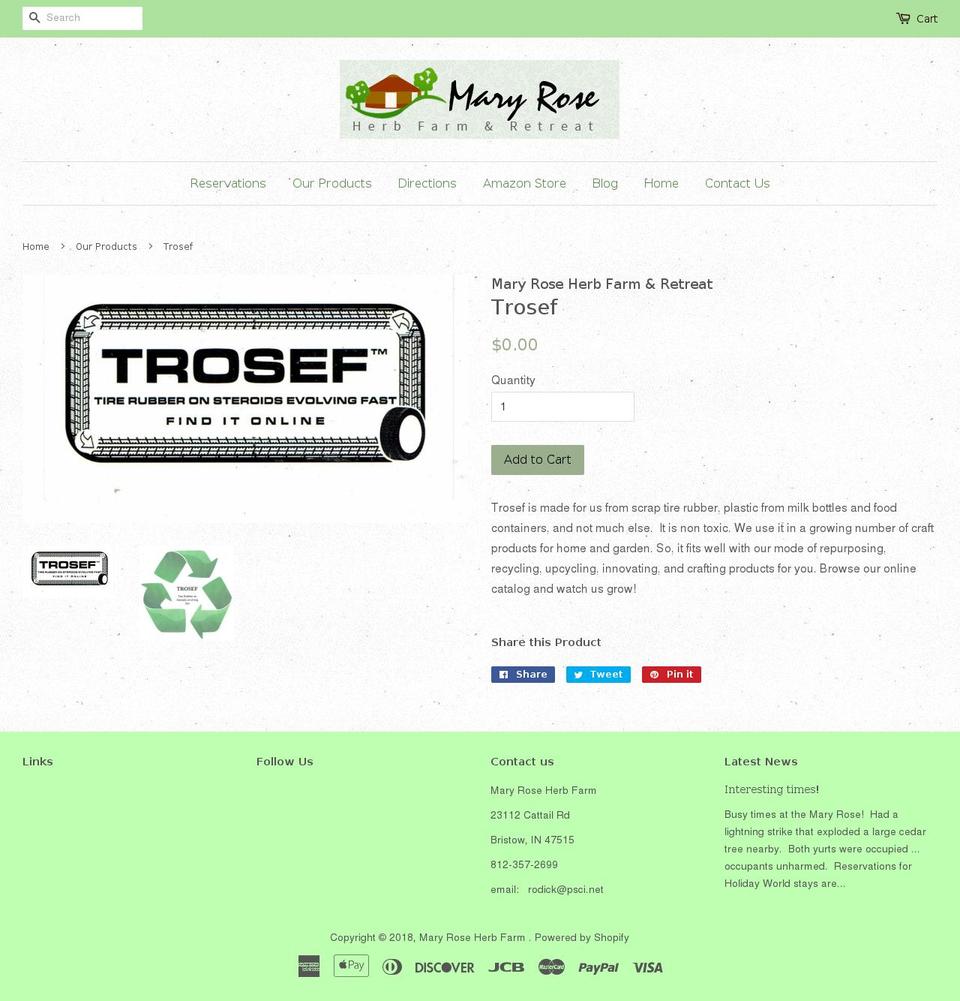 trosef.com — Shopify storefront screenshot
