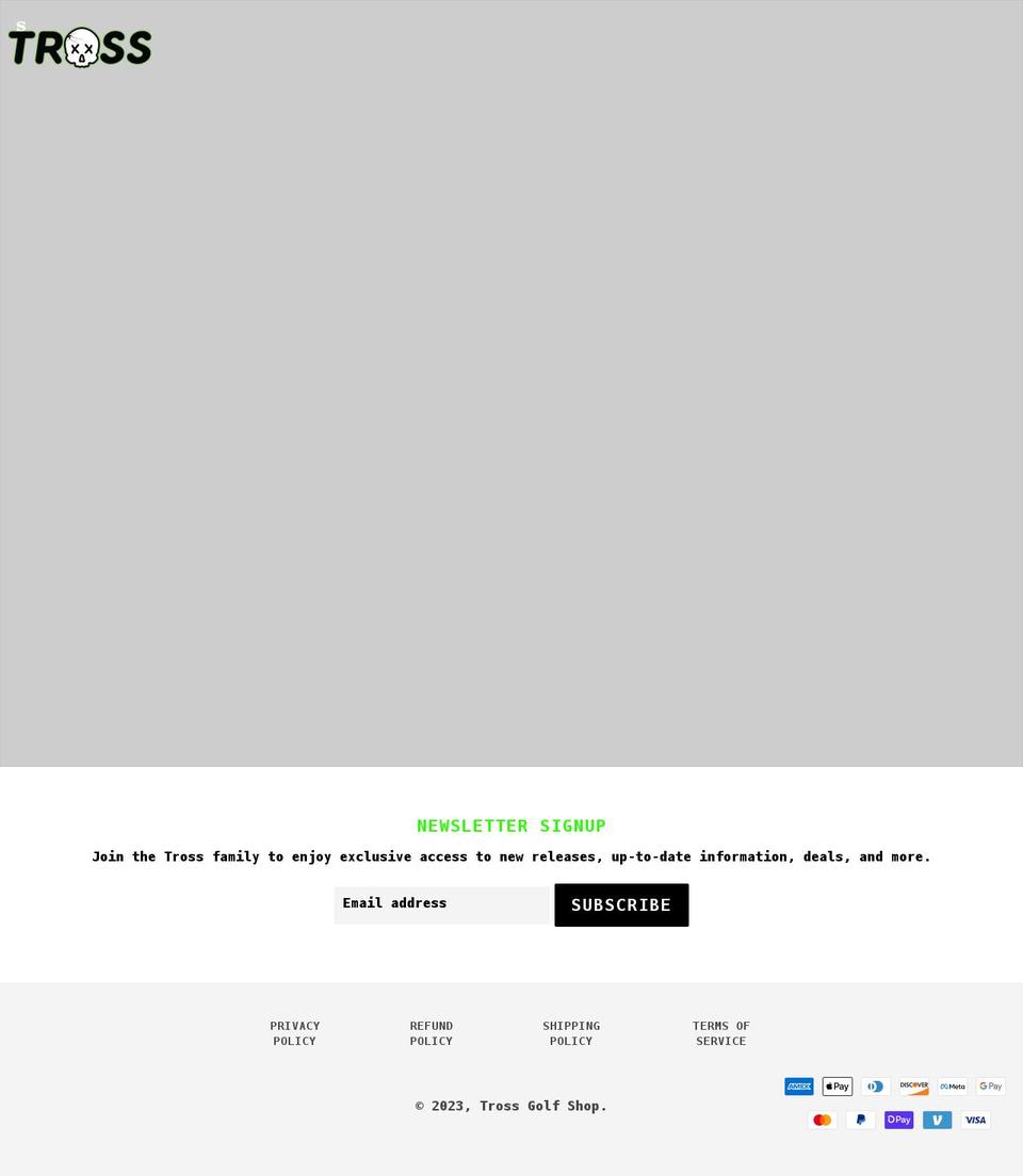 tross.golf shopify website screenshot