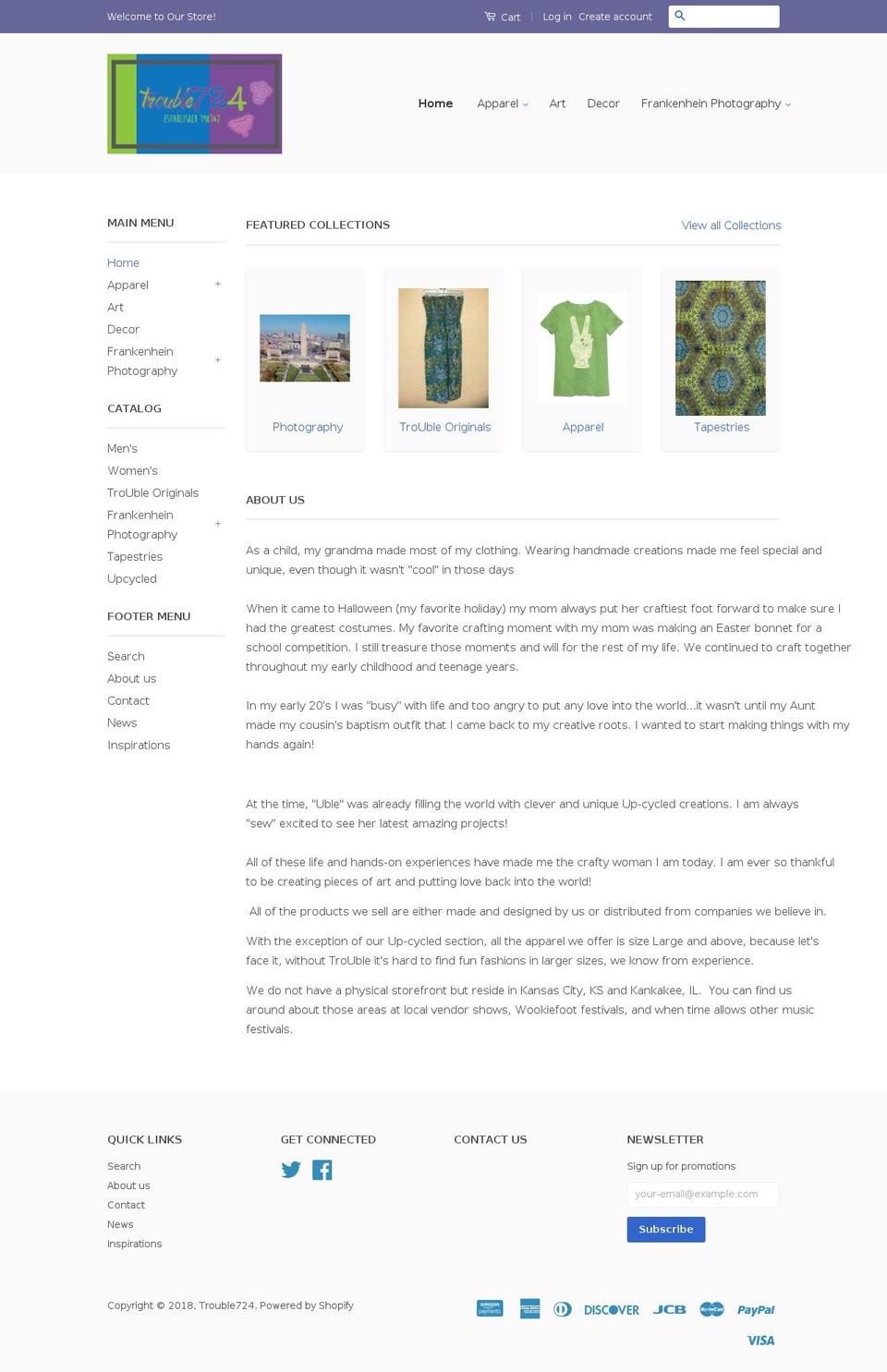 trouble724.com — Shopify storefront screenshot