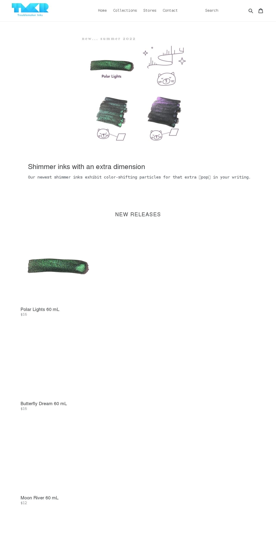 troublemakerinks.com shopify website screenshot