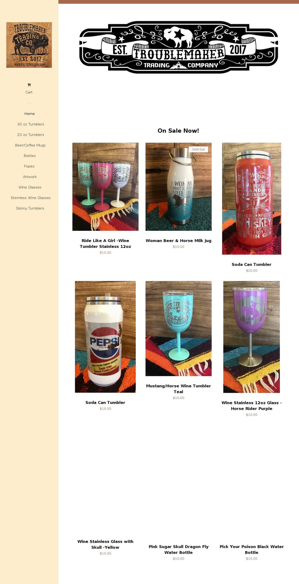 troublemakertradingcompany.com — Shopify storefront screenshot