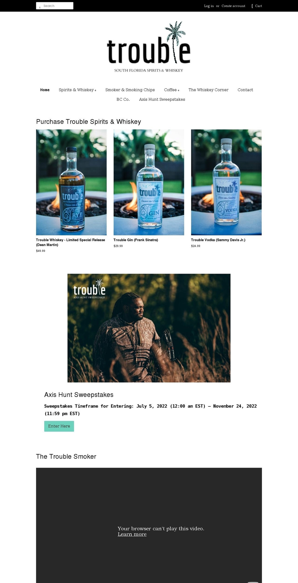 troublespirits.com shopify website screenshot