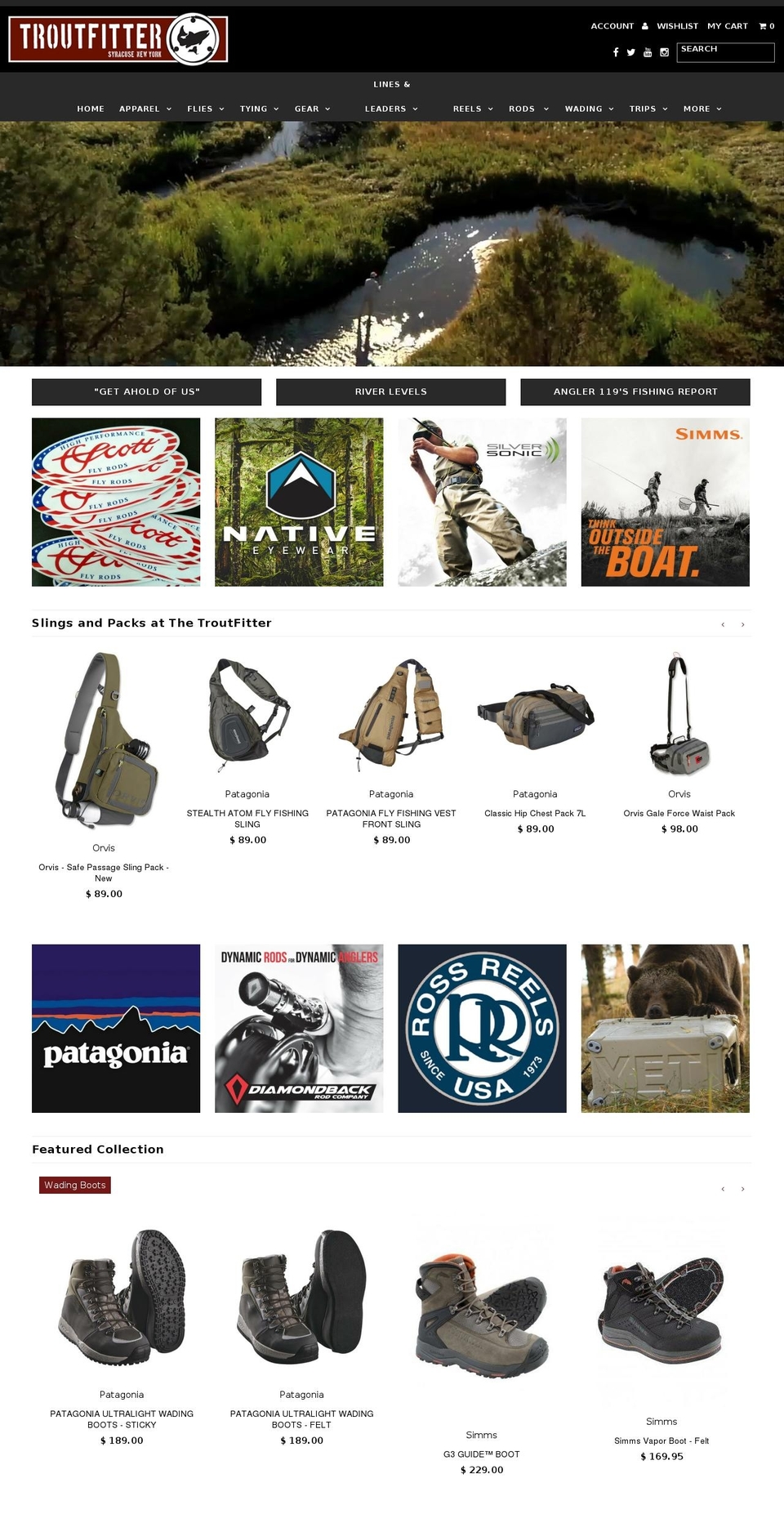 troutfittershop.com shopify website screenshot