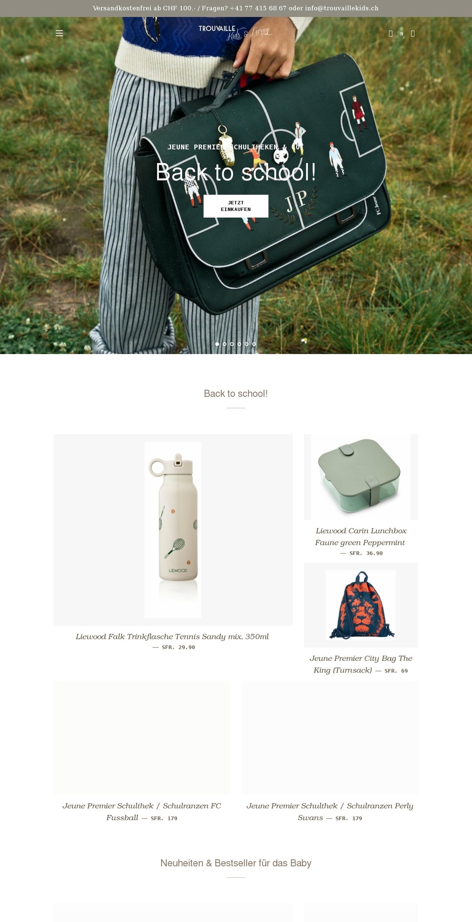 trouvaillekids.ch shopify website screenshot