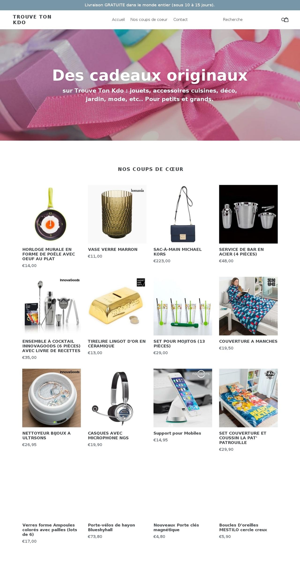 trouvetonkdo.com — Shopify storefront screenshot