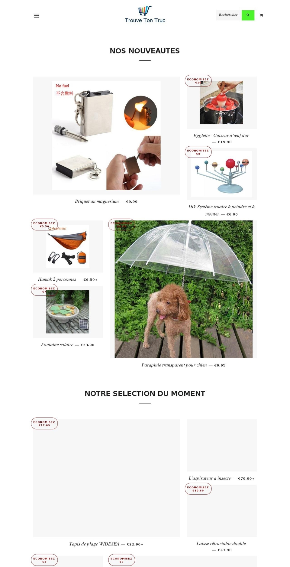 trouvetontruc.com — Shopify storefront screenshot