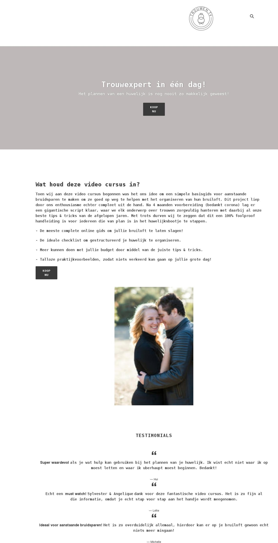 trouwen.tv shopify website screenshot