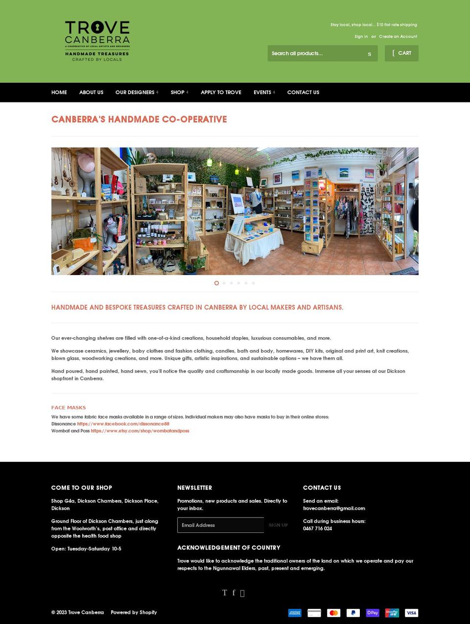 trovecanberra.com.au shopify website screenshot