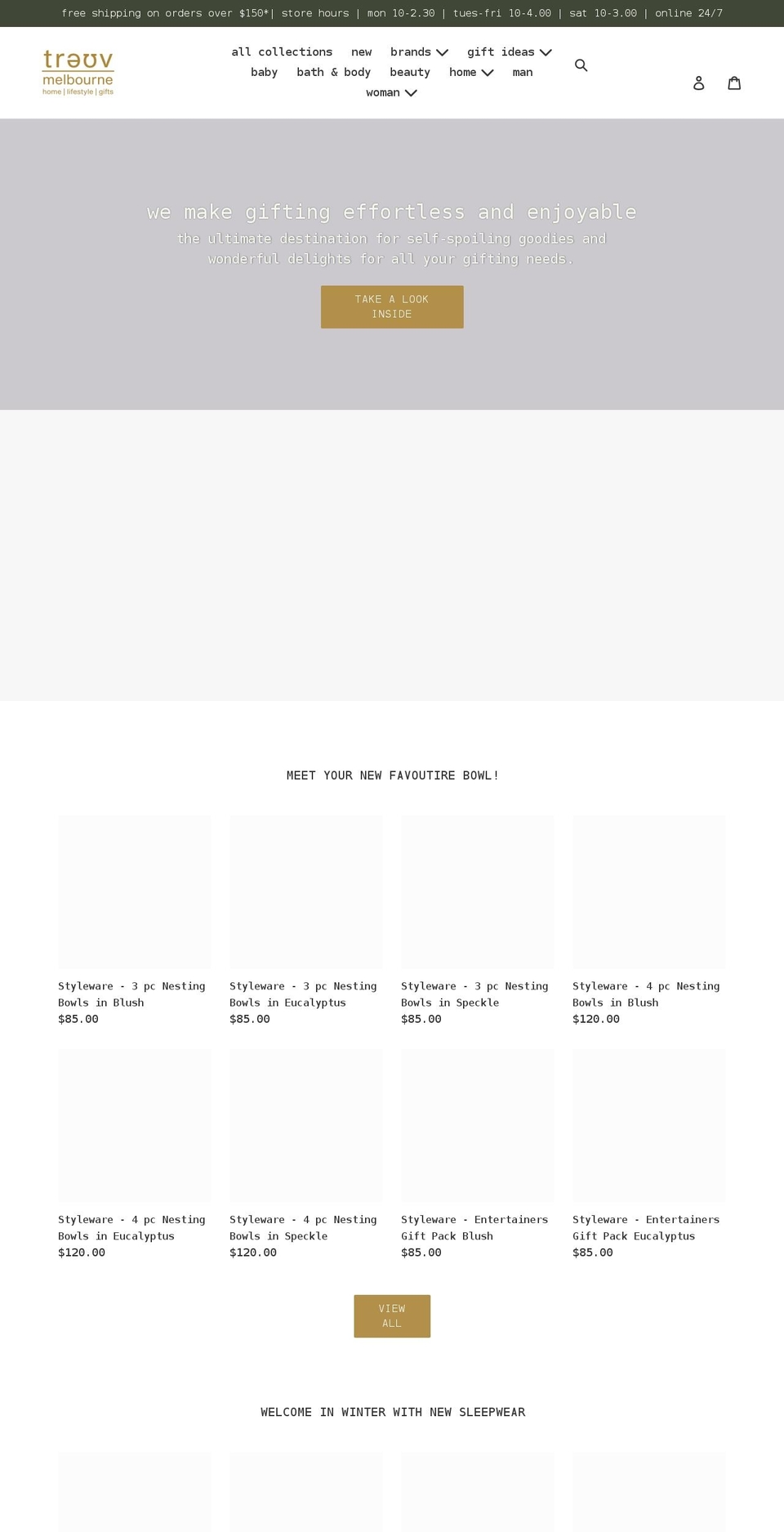 trovemelbourne.com.au shopify website screenshot