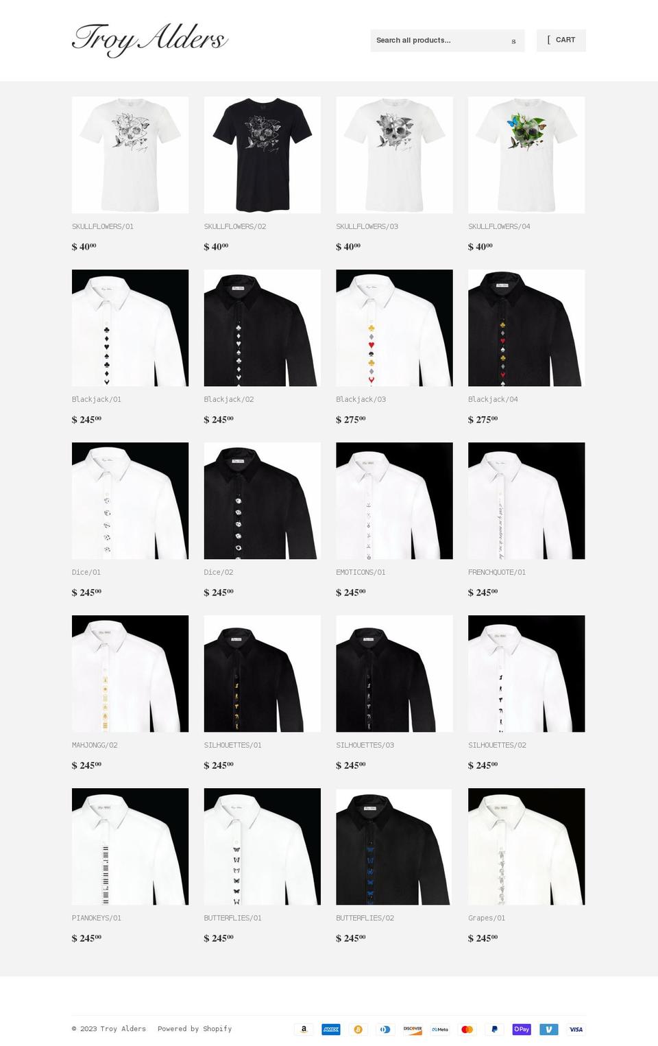 troy-alders.myshopify.com shopify website screenshot