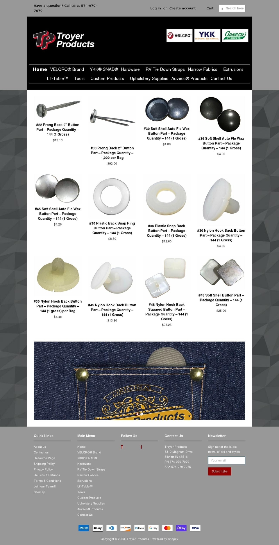 troyer-products.myshopify.com shopify website screenshot