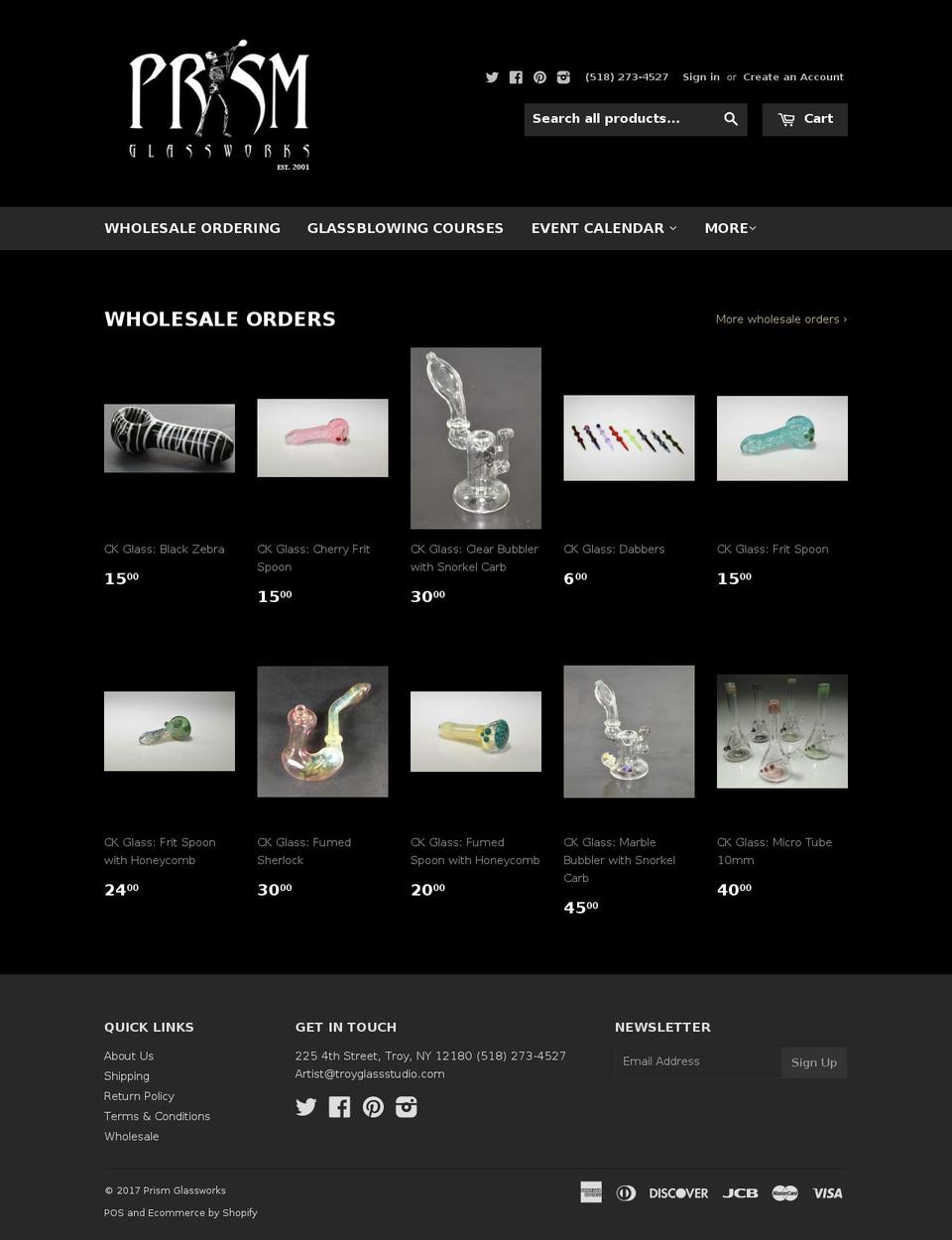 troyglassstudio.com shopify website screenshot