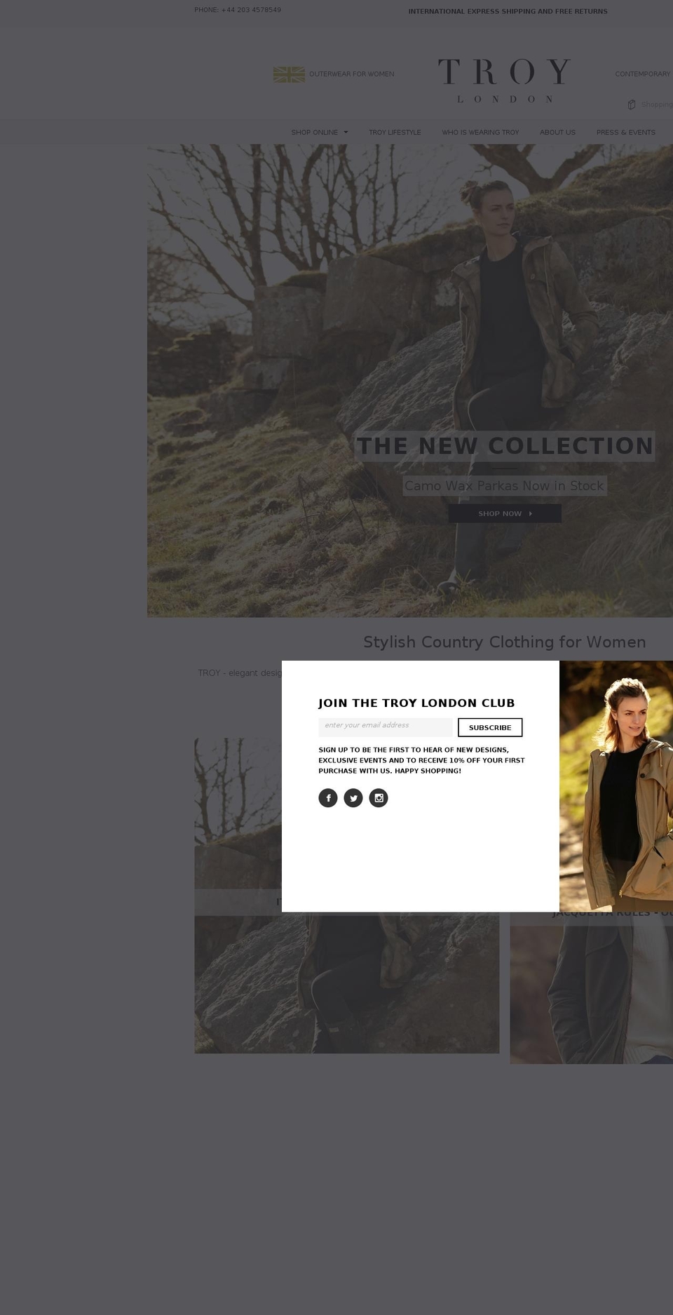 troylondon.com shopify website screenshot