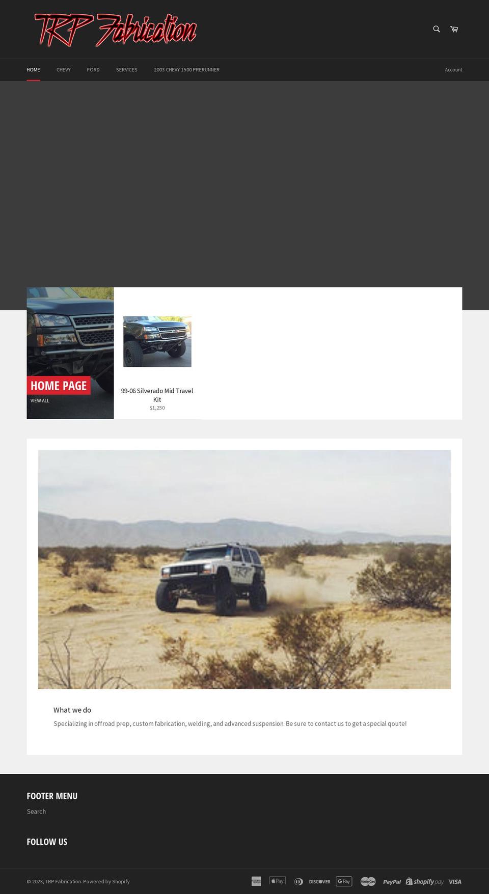 trpfabrication.com shopify website screenshot