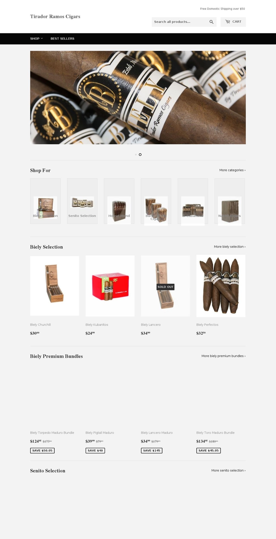 trqualitycigars.com shopify website screenshot