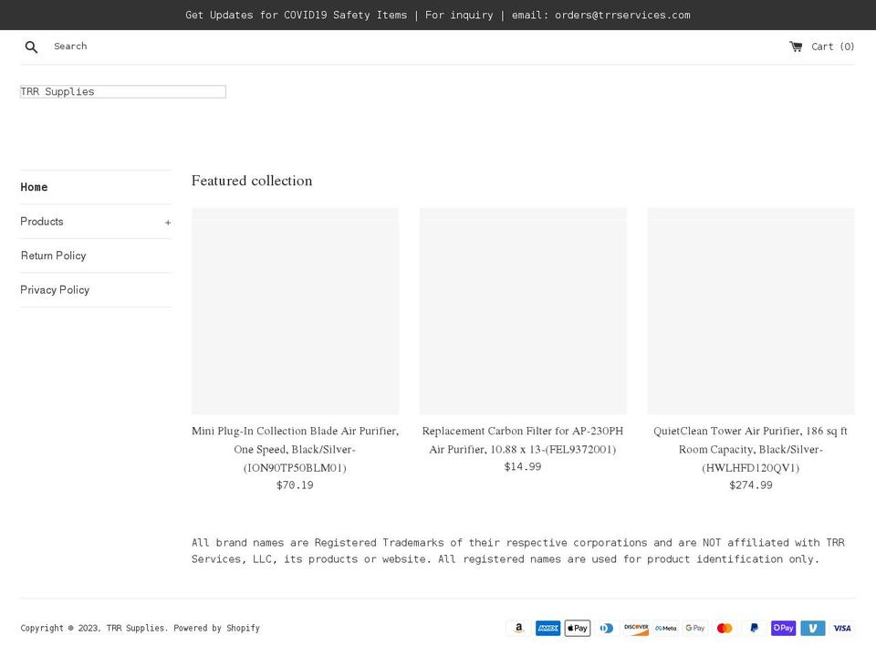 trrsupplies.com shopify website screenshot