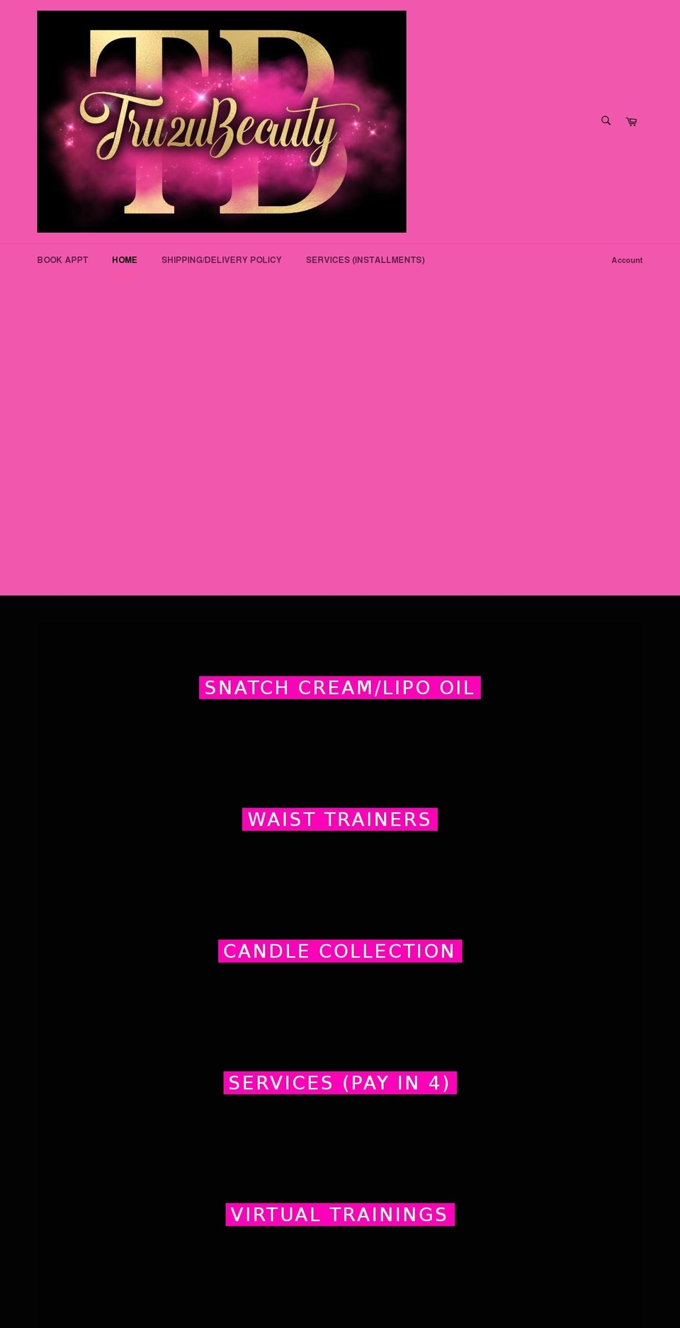 tru2ubeautyllc.com shopify website screenshot