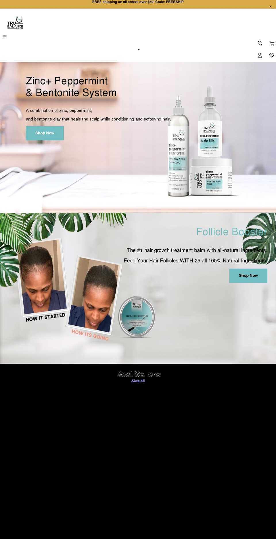 Nellie Shopify theme site example trubalancehaircare.com