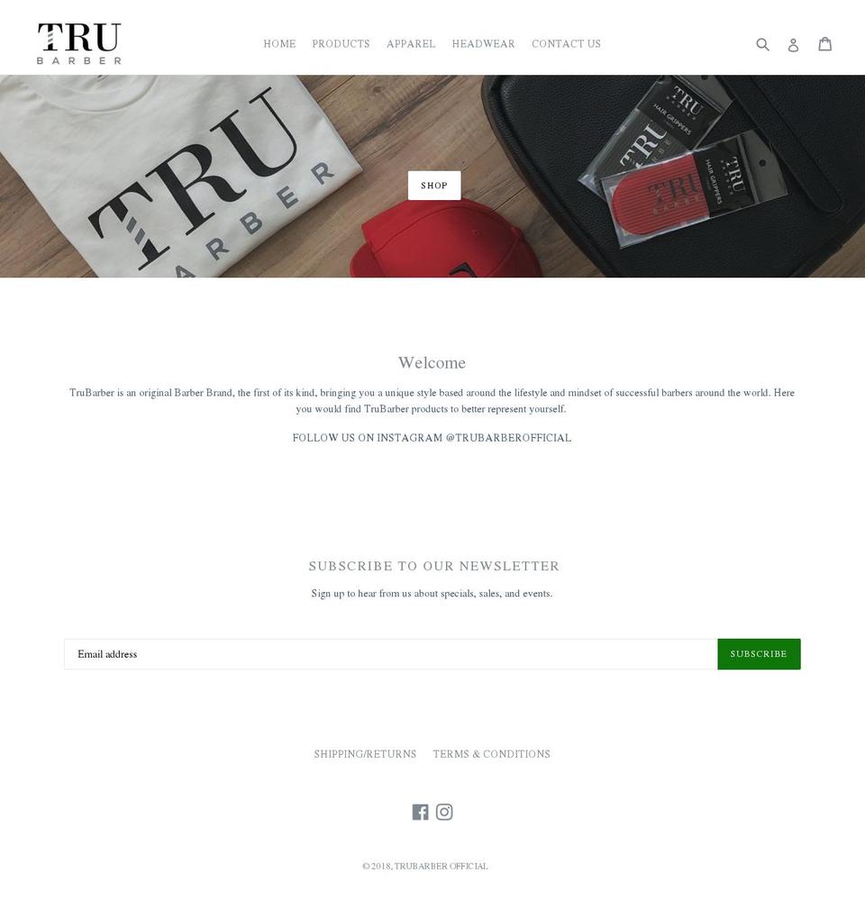 trubarberofficial.com shopify website screenshot
