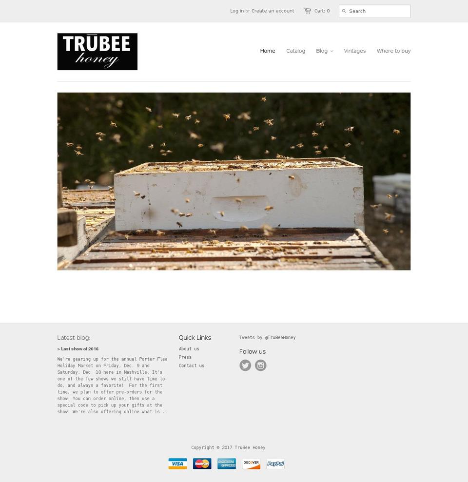 trubeehoney.com shopify website screenshot