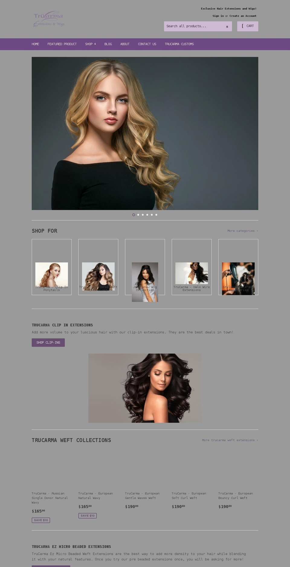 Theme  with Installments message Shopify theme site example trucarmahair.com