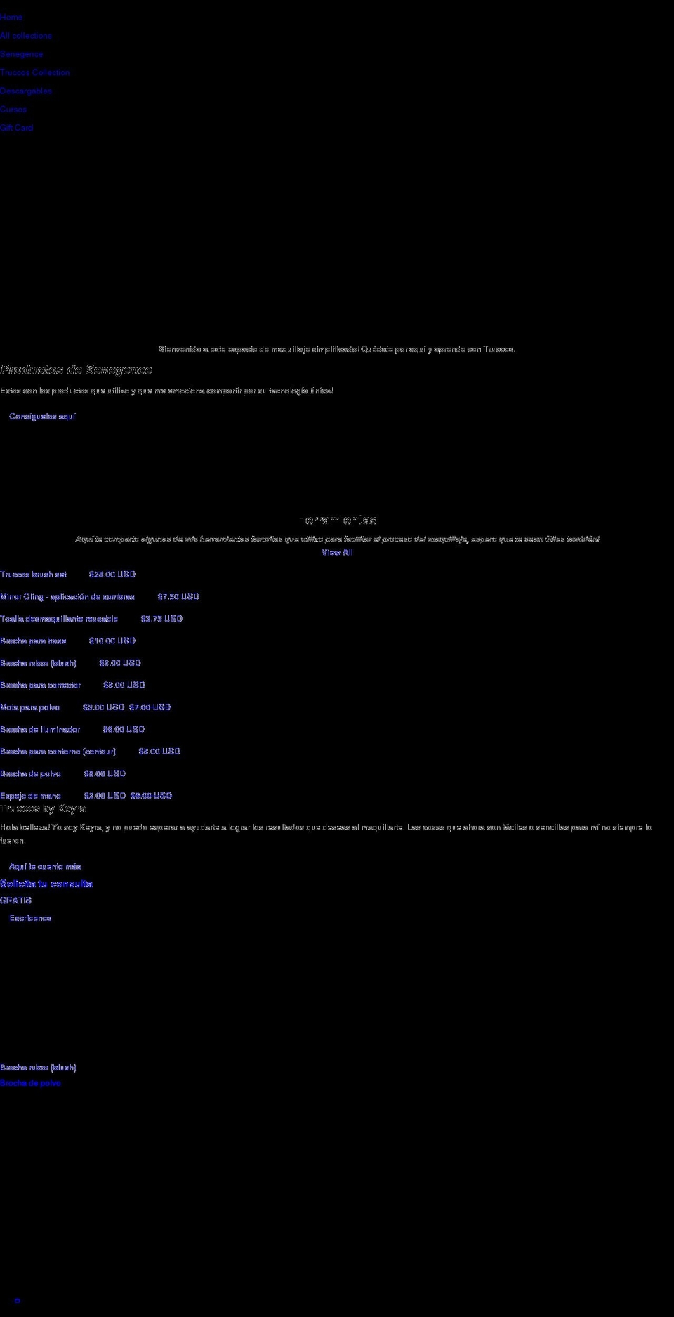 truccosbykeyra.com shopify website screenshot