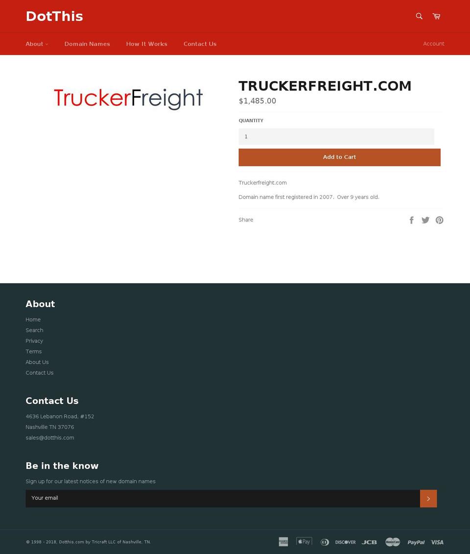 truckerfreight.com — Shopify storefront screenshot