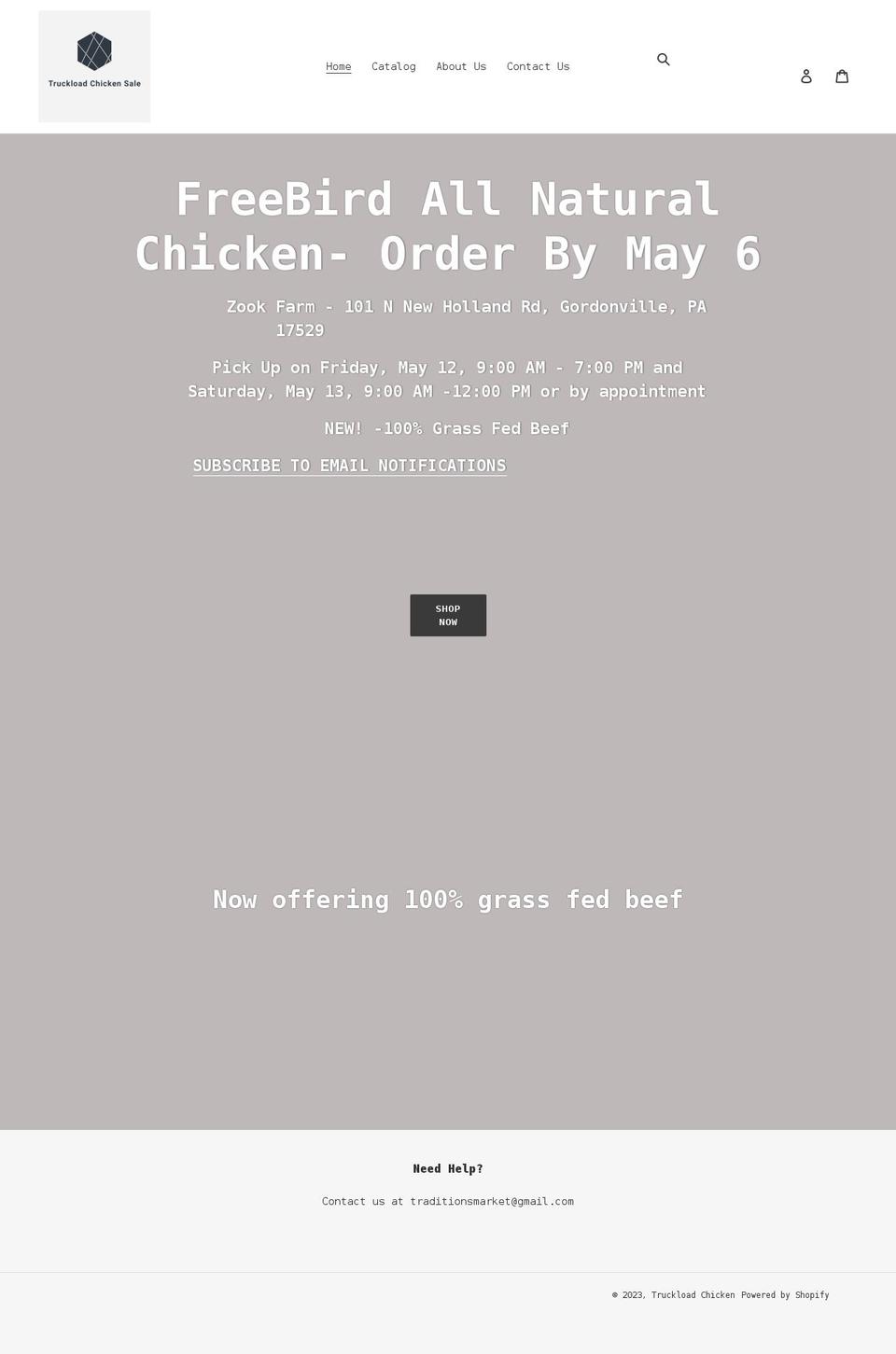 truckloadchicken.com shopify website screenshot