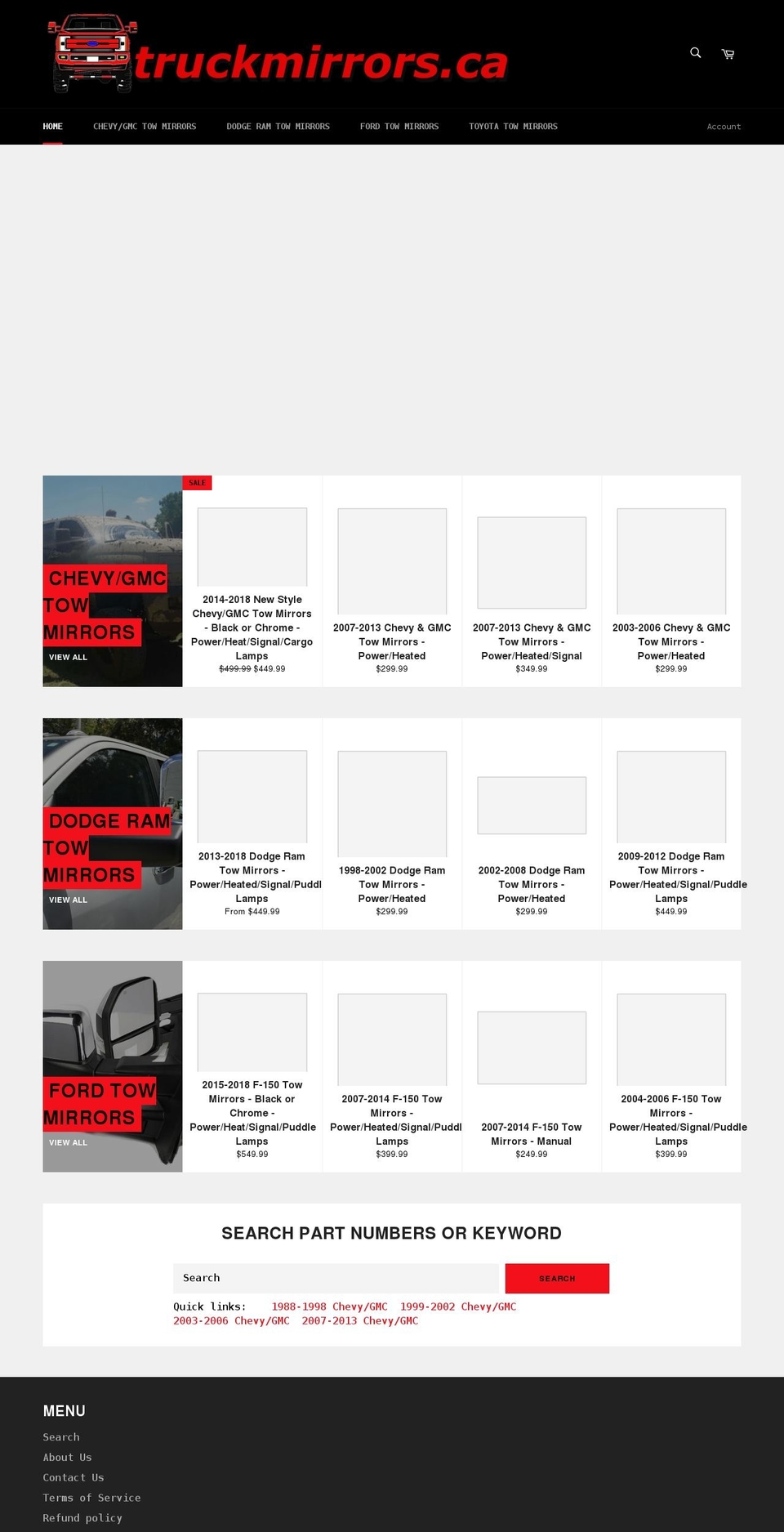 truckmirrors.ca shopify website screenshot