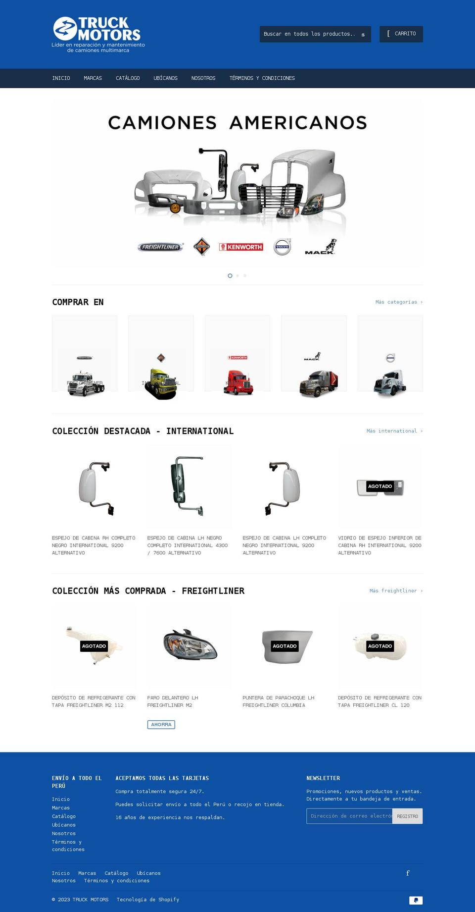 truckmotorsperu-tienda.com shopify website screenshot