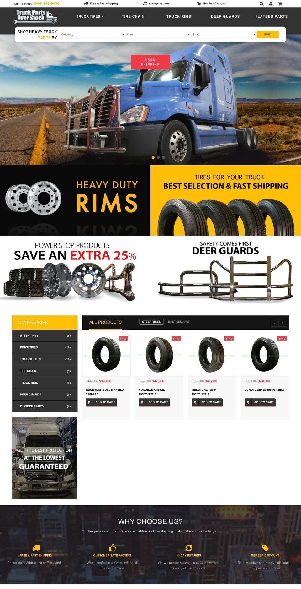 truckpartsoverstock.com — Shopify storefront screenshot