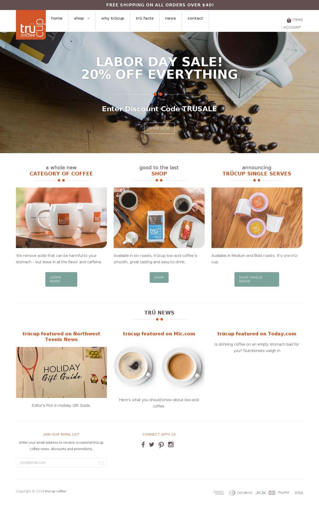 trucoffeeroasting.com — Shopify storefront screenshot