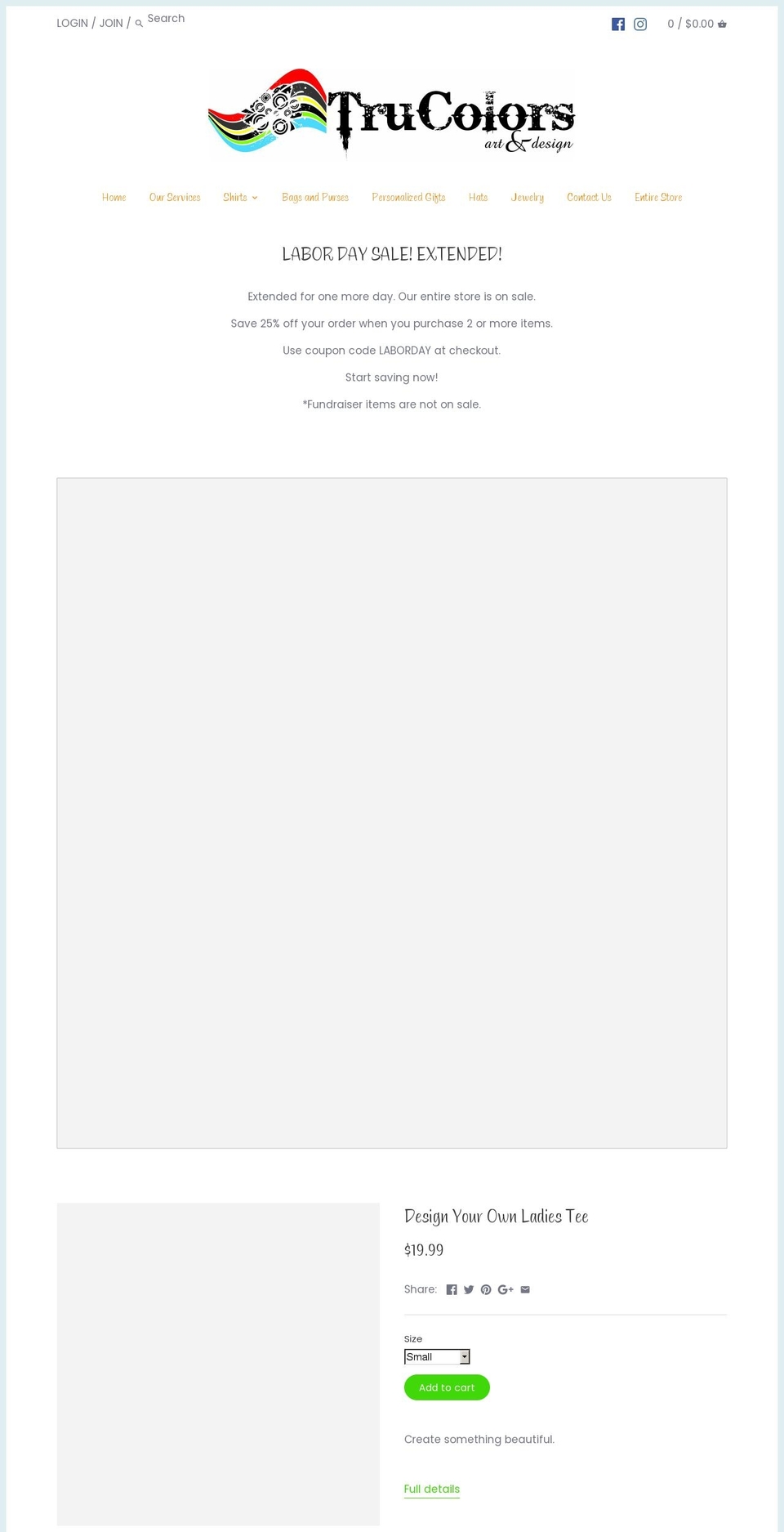 trucolorsshirts.com shopify website screenshot