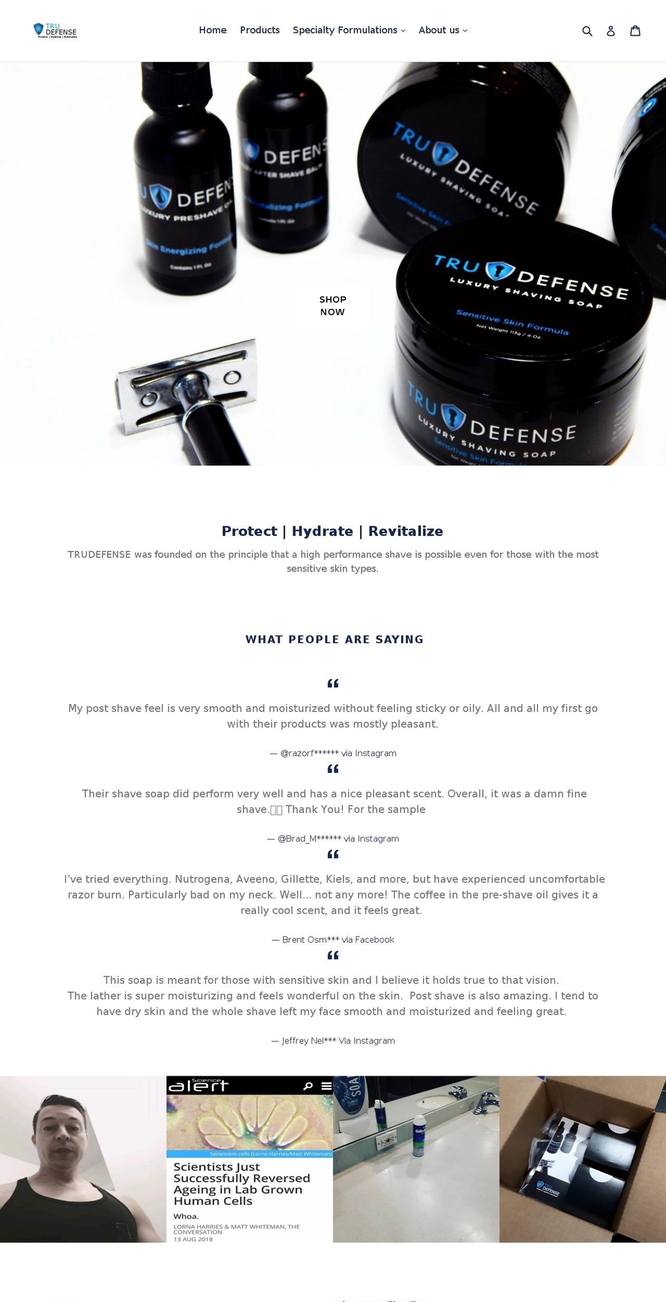 trudefenseskincare.com — Shopify storefront screenshot