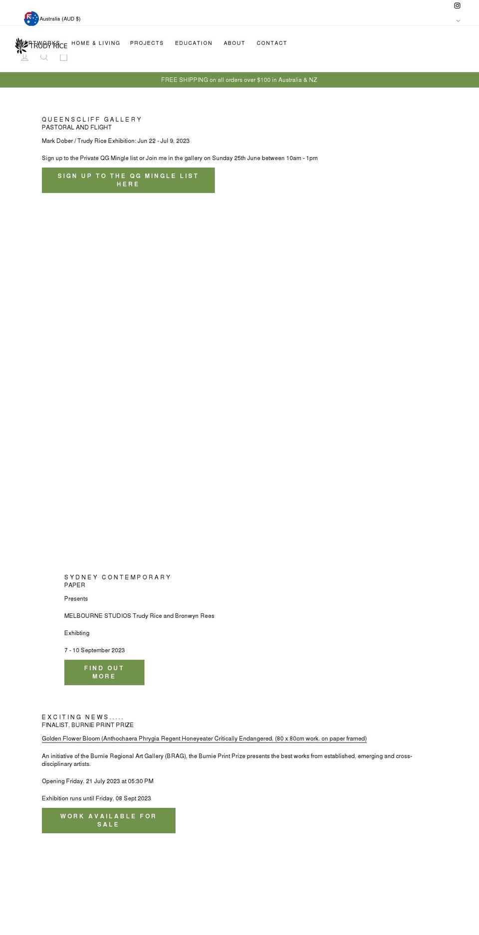 trudyricecollection.com — Shopify storefront screenshot