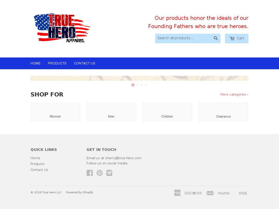 true-hero.com shopify website screenshot