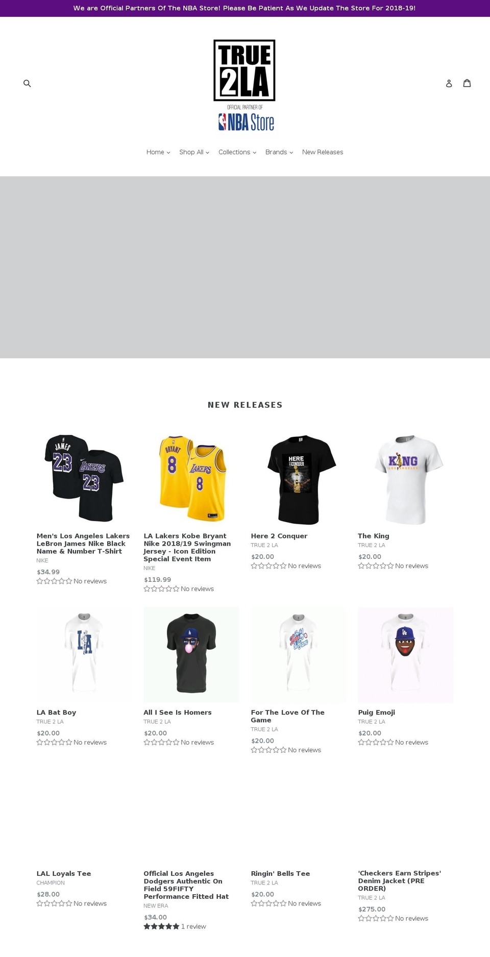 Copy of Copy of Debut Shopify theme site example true2la.com