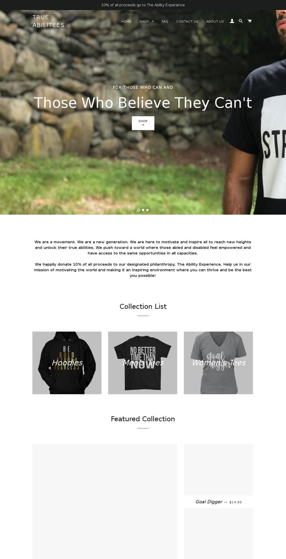 trueabilitees.com — Shopify storefront screenshot
