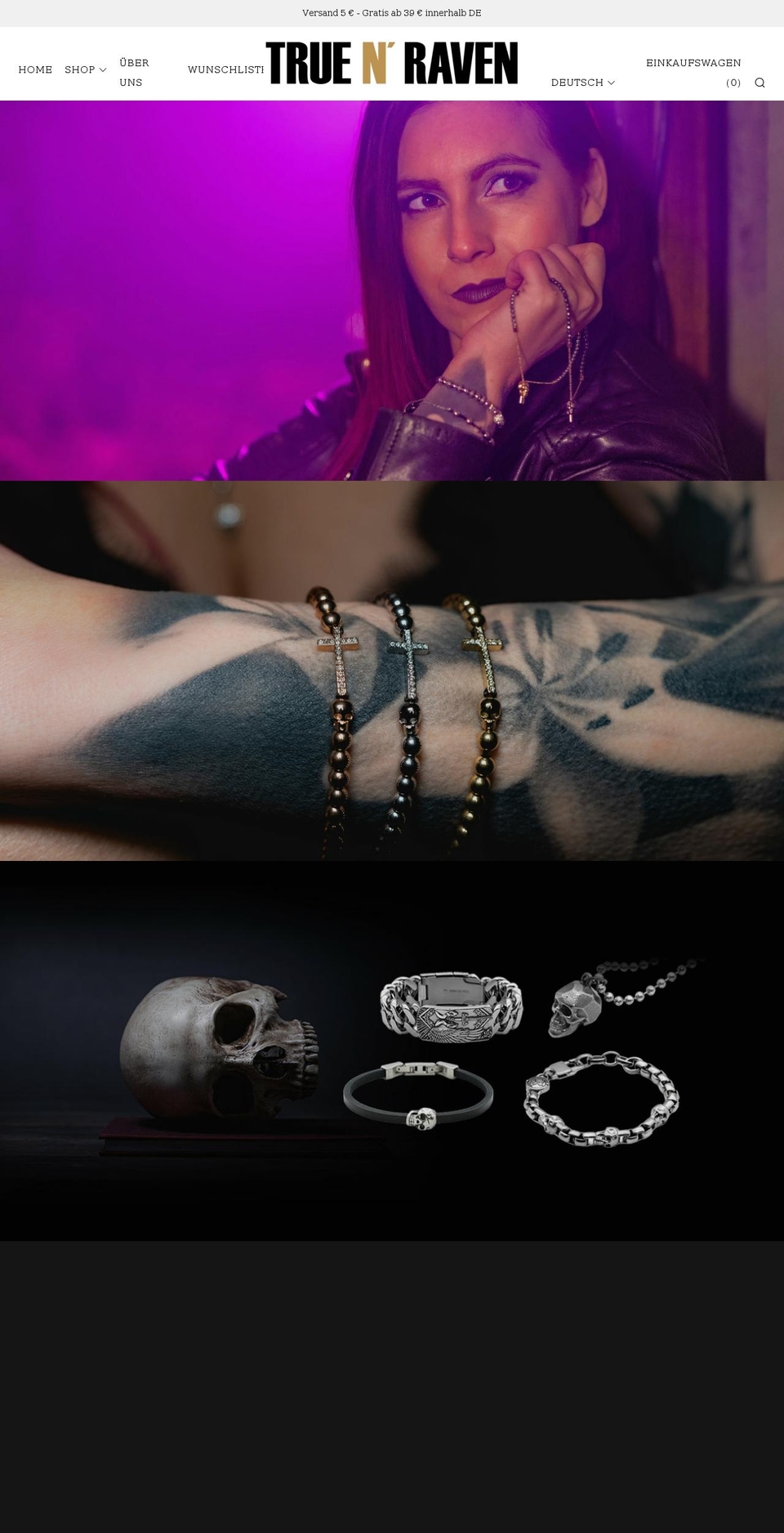 trueandraven.com shopify website screenshot