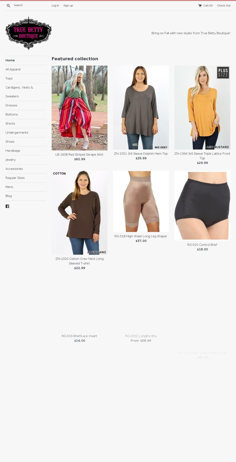 truebettyboutique.com shopify website screenshot