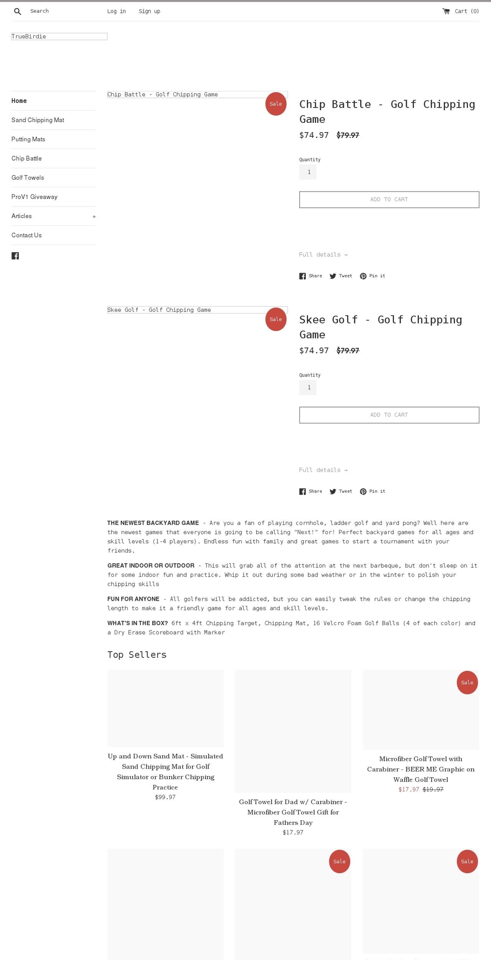 truebirdie.com shopify website screenshot