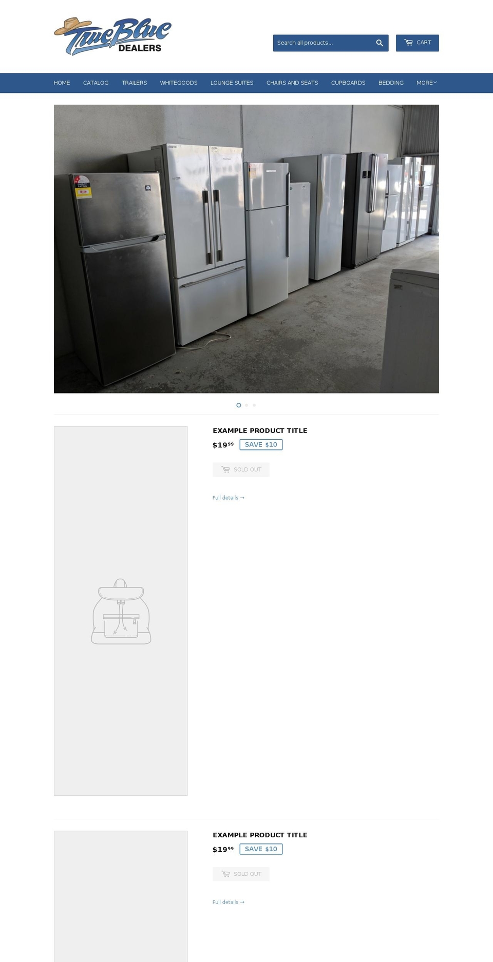 truebluedealers.com — Shopify storefront screenshot