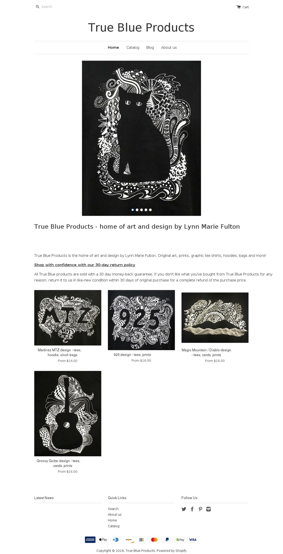 trueblueproducts.com shopify website screenshot
