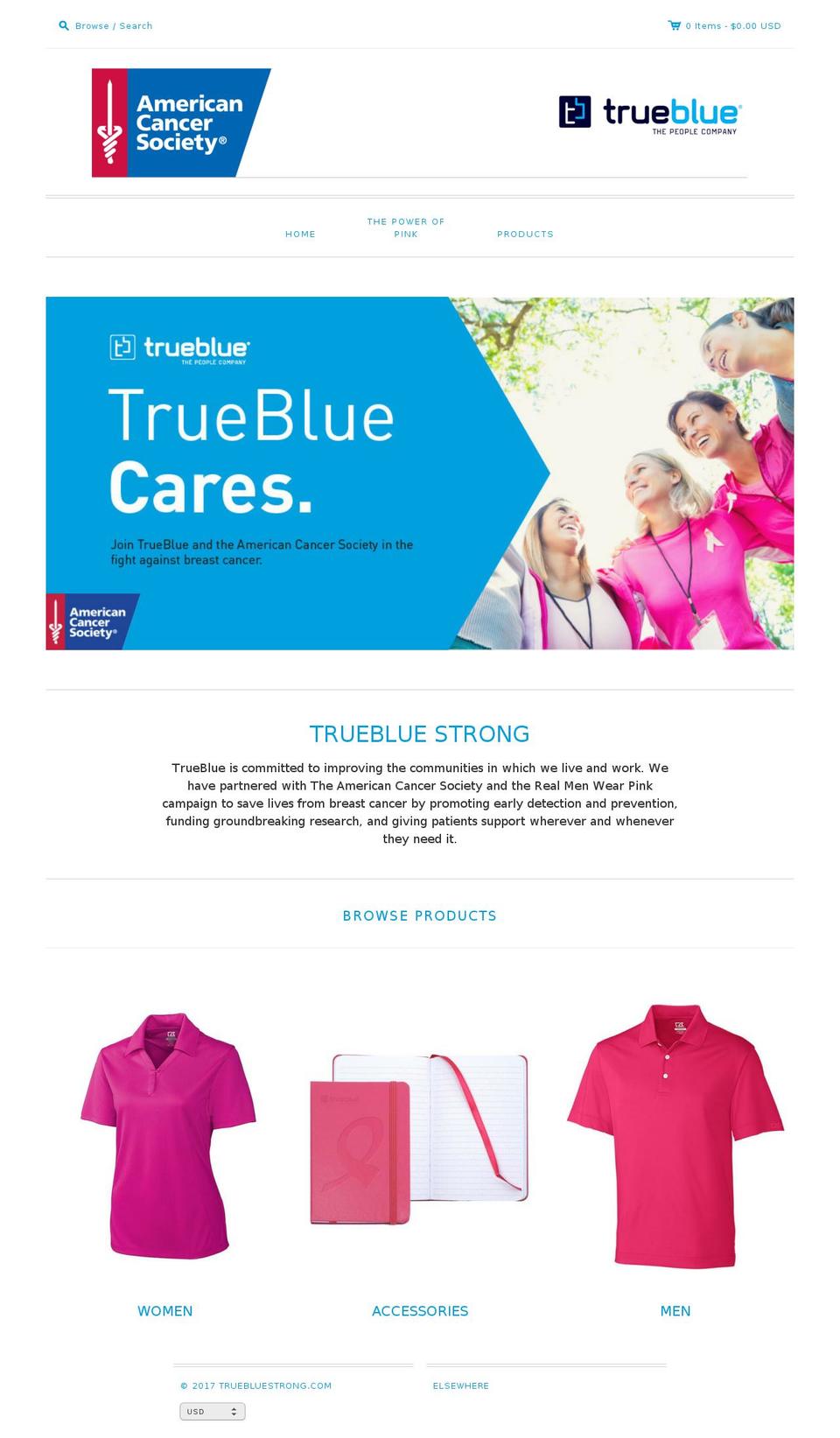 truebluestrong.com shopify website screenshot